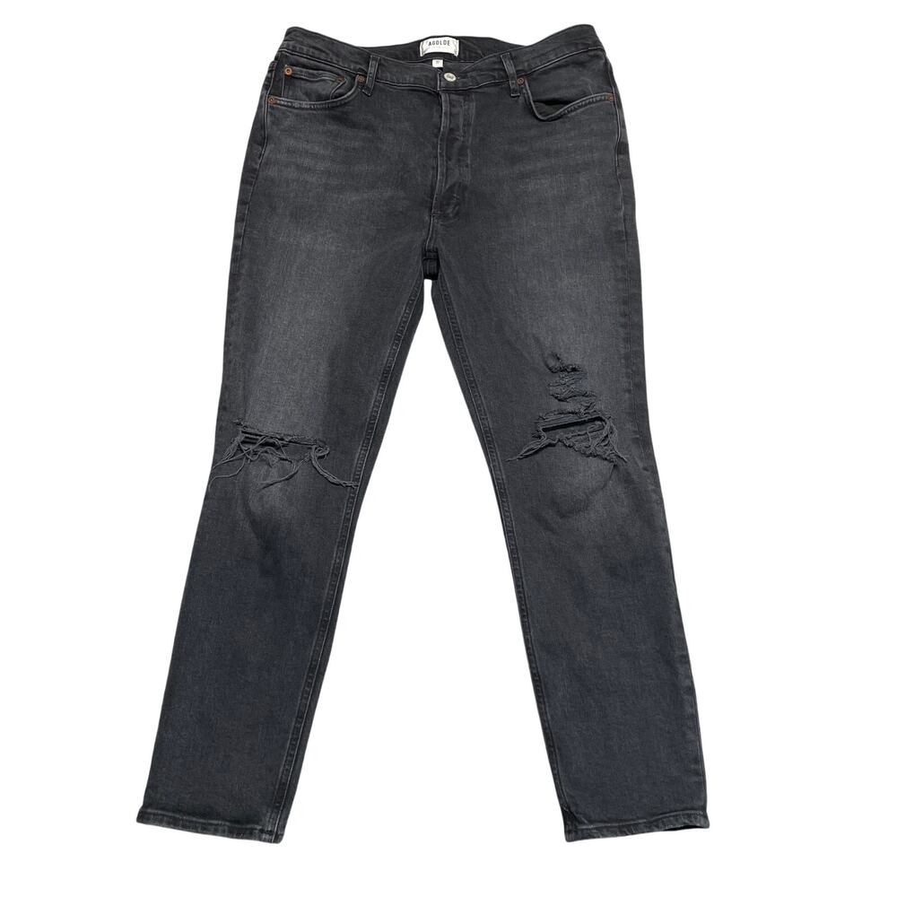 Agolde Jeans Womens 32 Washed Black Nico Slim High Rise Distressed Stretch